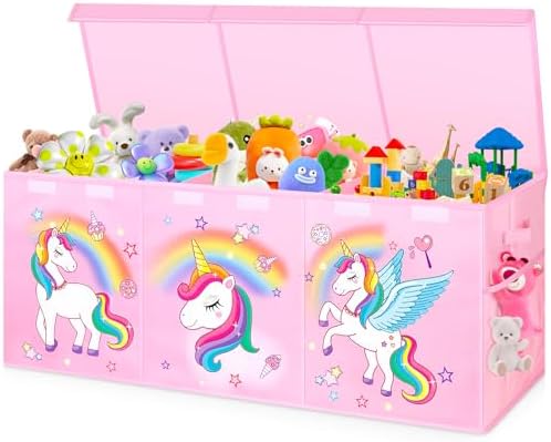 Extra Large Toy Box with Lids, Collapsible Storage Chest, 40"x16"x16" Pink by Mabahoo