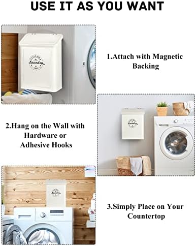 SACREDAY Magnetic Lint Bin for Laundry Room Organization and Storage with Brush, Wall-Mounted Dryer Lint Bin for Room Decor, Space-Saving Trash Can (Cream) - Image 4