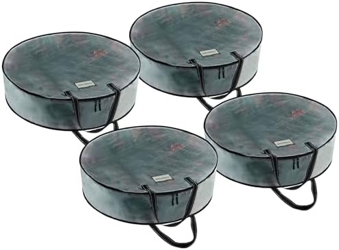 VENO 4 Pack Summer Wreath Storage Container, 24 Inch Clear Wreath Bag, Spring, Christmas Garland Decoration Organizers with Zipper and Durable Handles (Clear, 24"-4 Pack) by Veno