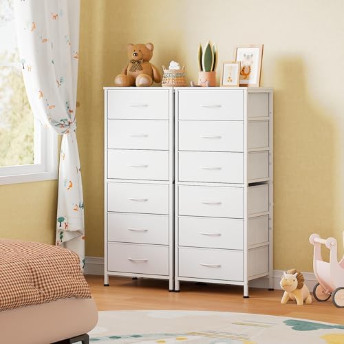 WLIVE Tall Dresser for Bedroom, 6 Drawer Dresser, White - Image 4