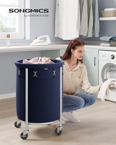 SONGMICS Laundry Basket with Wheels, 29 Gal., Steel Frame, Removable Bag - Image 2