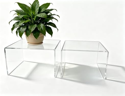Acrylic Risers 8 & 9 Inch Clear Display Shelves Set 2 by SOVQUEST