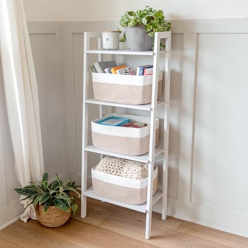 NaturalCozy Storage Baskets 16.8”x13”x7.6” Cotton Rope Woven Baskets for Organizing 3-Pack | Toy Storage Bins | Basket for Shelves, Laundry, Blanket, Clothes, Closet, Kitchen, Bathroom, Gifts - Image 5