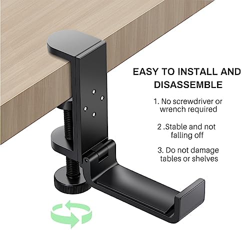 All Aluminum Foldable Headphone Holder for Desk, Black - Image 3