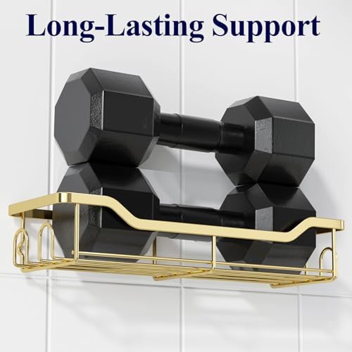 Kitsure Shower Caddy, Adhesive Shower Organizer, Large, Gold - Image 4