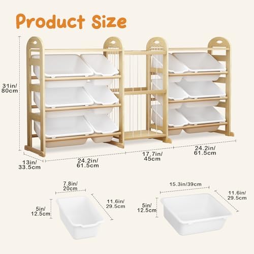 Toy Storage Organizer with Stuffed Animal Storage, 12 Toy Bins - Image 3
