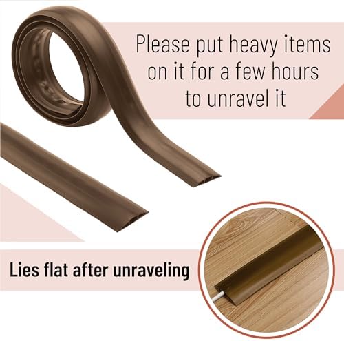 Bates- Floor Cord Cover, 30ft, Cable Cavity 0.6" (W) x 0.31" (H), Heavy Duty Wire Protector, PVC Extension Cords Hider, Protect Cords, Prevent Cable Trips, Cord Hider for Office, Home, Outdoor - Image 3