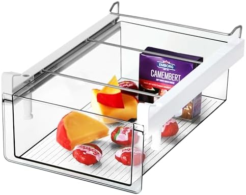 vacane Upgraded Refrigerator Drawers Organizer - Pull Out Fridge Bins with Handle, Extra-Long 19.5" Stretchable and Deep Storage by vacane
