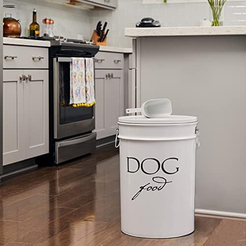 Harry Barker Classic White Dog Food Storage Canister – Medium, Airtight Stainless Steel Pet Food Container, Holds Up to 22 lbs Dry Dog Food, Kitchen Counter & Pantry Storage - White - Image 4