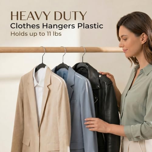 SMARTOR Plastic Hangers 50 Pack, Heavy Duty Plastic Hangers for Clothes - Image 4