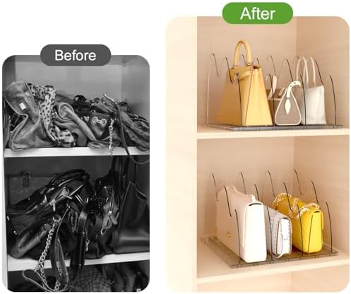 ANTOWIN 2 Pack Clear Purse Organizers for Closet, Adjustable Shelf Divider, Handbag Separators Storage Organizer, Shelf Divider in Bedroom, Office, Kitchen - Image 2