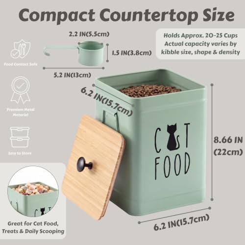 PERFNIQUE Cat Food Storage Container, Airtight Cat Treat Container with Bamboo Lid, Pet Food Storage for Kitchen Countertop, Treat Jars for Pets, Cat Food Container (Sage Green, with Spoon) - Image 2