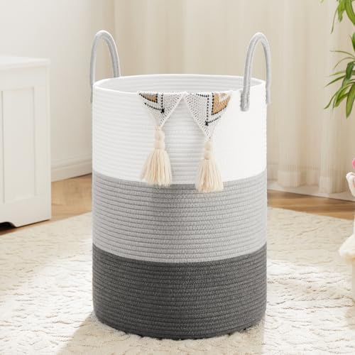 Artfeel Laundry Basket,Woven Cotton Rope Laundry Hamper,80L for Decorative Storage of Dirty Clothes,Toys and Blankets in Bathroom,Bedroom and Living Room by Artfeel