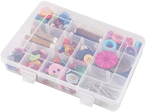 Exptolii 18 Grids Plastic Organizer Box with Dividers, Clear Compartment Container Storage for Beads Crafts Jewelry Fishing Tackles, Size 7.9 x 6.2 x 1.2 in by Exptolii
