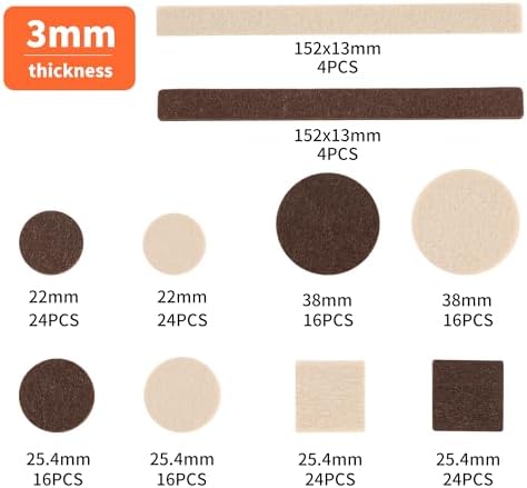 168 PCS Felt Furniture Pads - Self Adhesive Floor Protectors for Hardwood Floors, Anti Scratch Chair Leg Feet Pads, Furniture Sliders for Home Furniture Protection - Image 2