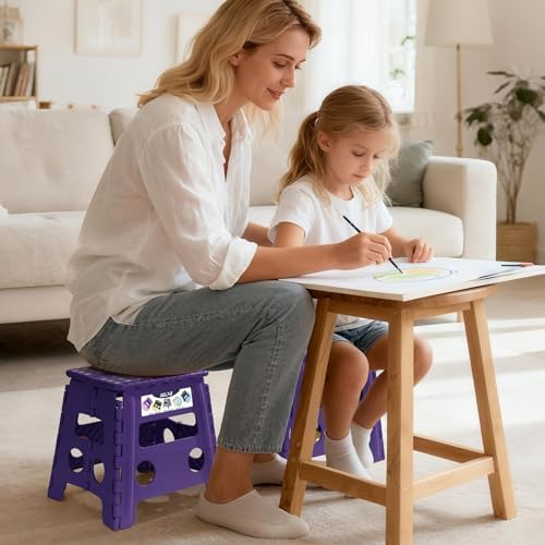 Delxo Folding Step Stool 13 Inch,300 Lbs Step Stool for Adults Purple - Image 5