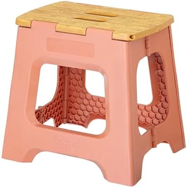 Vigar Compact Folding Step Stool, 12-1/2 in, Orange Bamboo Print by VIGAR