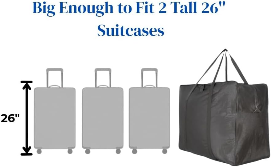 Extra Large Foldable Duffel Bag for Travel – Heavy-Duty Cargo Bag with Zippers & Reinforced Handles, TSA Approved, Water-Resistant, Security strap 36x27x16inch, load up to 120 lb - Image 3