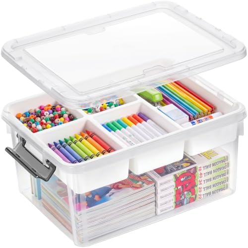 Citylife 17QT Clear Craft Organizers and Storage Box with Removable Tray by CITYLIFEHomeOrganization