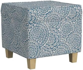 HomePop 18" Classic Square Storage Ottoman - Blue & Cream Modern Floral by HomePop