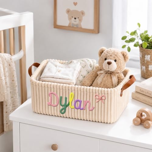 Personalized Diaper Caddy Organizer Custom Baby Storage Basket - Image 2