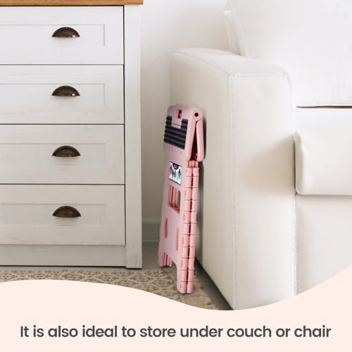Delxo Folding Step Stool 13 Inch,300 Lbs Step Stool for Adults Pink - Image 5