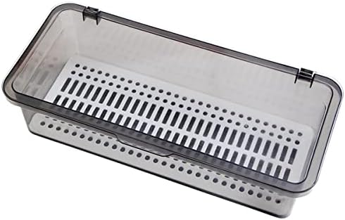 Flatware Tray Kitchen Drawer Organizer With Lid And Drainer - Plastic Kitchen Cutlery Tray and Utensil Storage Container with Cover - Dinnerware Holder for Spoons Forks Knives 10.0x4.3x2.8 by AIYoo