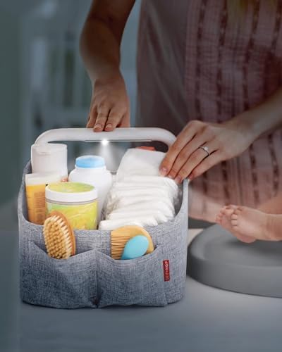 Skip Hop Diaper Caddy Organizer with Touch Sensor Night Light Nursery Style Heather Grey - Image 2