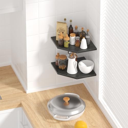 JJL Corner Wall Shelf, Set of 2 Floating Corner Shelf for Wall Storage,Easy-to-Assemble,Wall Mount Corner Shelves for Teen Boy Room Decor,Minimalist Decor(14.76in Black) - Image 4