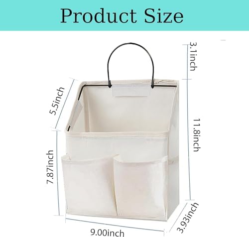 Wall Hanging Storage Bag,Wall Hanging Organizer Bags with Pockets, Wall Organizer Storage for Dormitory Bathroom Bedroom Kitchen (White 1) - Image 2