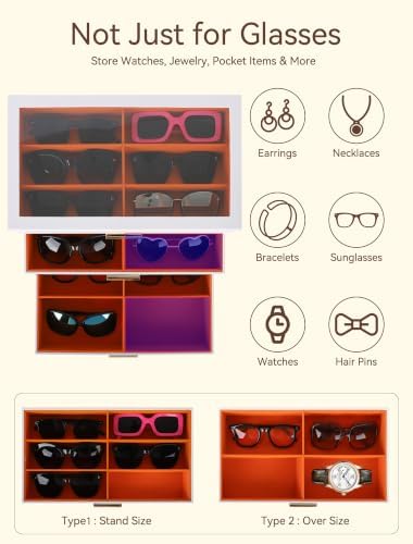 Sunglasses Organizer for Storage Oversize Glasses, Update Pebbled Leather - Image 5