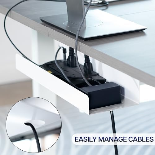 VIVO White 17 inch Extra Deep Cable Management Tray, DESK-AC16-1CW - Image 6