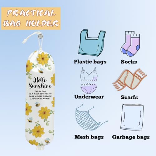 Hello Sunshine Flower Plastic Bag Holder, Bee Gifts for Women Mom Grandma - Image 3