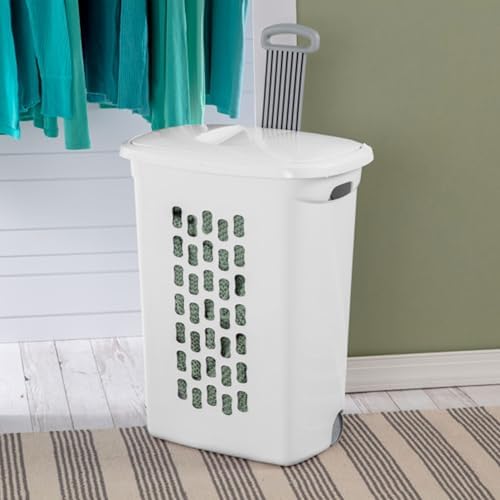 Sterilite Ultra Wheeled Hamper, Laundry Basket w/Flip-Top Lid, 6-Pack - Image 4