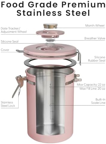 Veken Coffee Canister with Window, Airtight Stainless Steel Container, 22OZ - Image 7