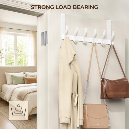 Optish Over The Door Hooks, Door Hanger Hooks for Hanging, Over The Doors Towel Racks for Bathroom, Coat Rack Dorm Essentials (1Pack, White, Fit 1-3/4" Doors) - Image 3
