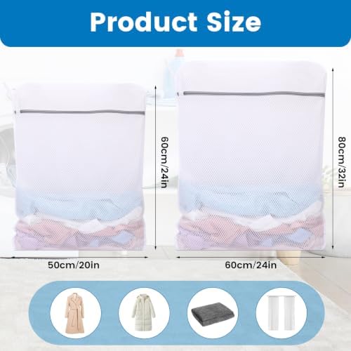 Dntorx 2 Pack X-Large + XX-Large Mesh Laundry Bags for Delicates, White - Image 2
