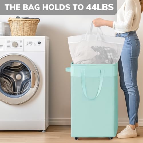 Goodpick 75L Rolling Laundry Basket with Removable Wash Bag for Living Room - Image 6