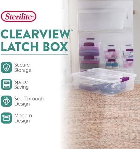 Sterilite 32 Quart ClearView Latch Box, Plastic Storage w/Clear Lid, 6 Pack - Image 2