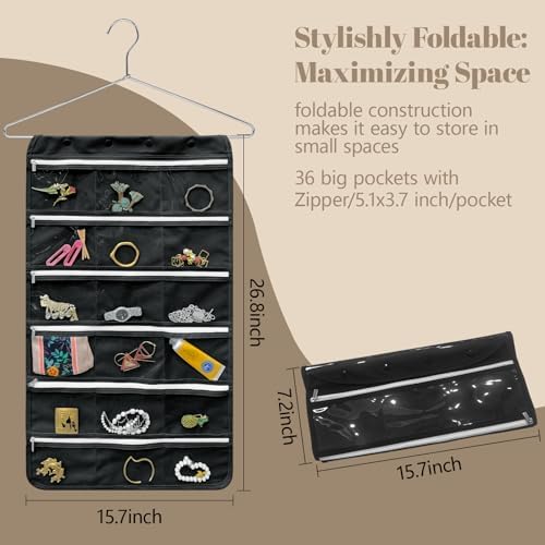 Bloss Hanging Jewelry Organizer With Pockets Double-Size For Earring Jewelry Storage - Image 2