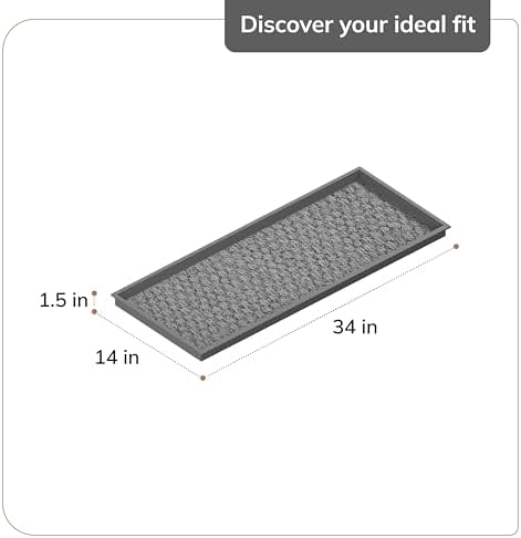 Anji Mountain Heavy Duty Waterproof Rubber Shoe Storage Mat Organizer/Boot Storage Tray Multi Use for Entryway with Coir, Gray and Ivory Insert, Fits 3 Pair (34.5" Wide) - Image 6