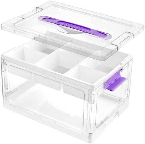Vtopmart 24 QT Purple Clear Craft Organizer with Tray & Dividers, 1 Pack by Vtopmart