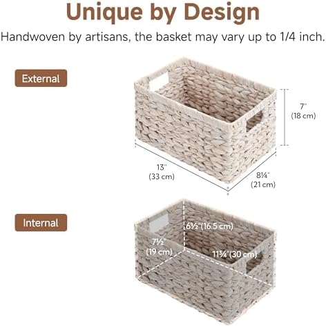 StorageWorks Wicker Storage Baskets for Shelves, White Wicker Basket, 2Pack - Image 2