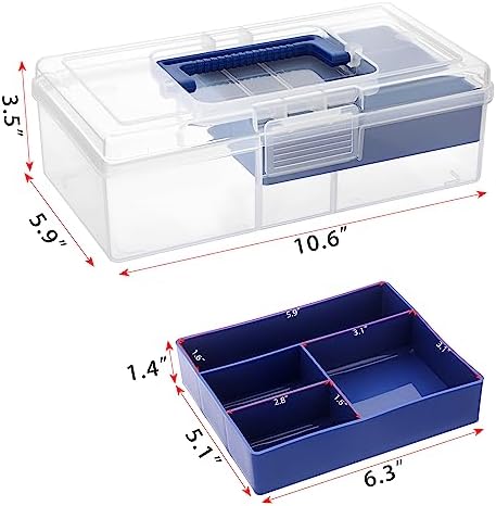 JUXYES Carry Craft Organizers Storage Box with Handle Lid and Diveded Tray - Image 2