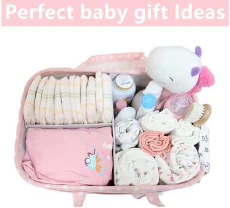 Pink Diaper Caddy Organizer for Baby Girl-Large Portable Diaper Caddy Basket for Changing Table-Diaper Organizer Caddy-Car Travel Tote Bag-Newborn Registry Baby Shower Basket for Diapers & Wipes - Image 5