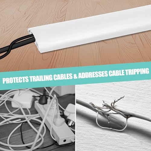 Floor Cord Cover Self Adhesive Cord Hider,10FT Cable Management, Extension Strip Protector for Wires, Prevent Cable Trips for Offices, Gyms, Exhibitions Cavity:0.47"(W) x 0.35"(H) White - Image 6