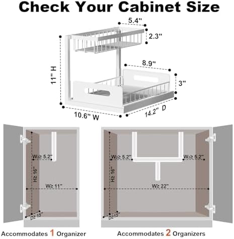 REALINN Under Sink Organizer, L-Shaped 2 Tier Pull Out Cabinet Organizer - Image 2
