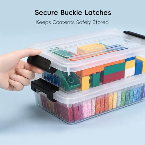 Small Storage Bins with Lids 10 Pack 3Qt Clear Stackable Containers Boxes - Image 3