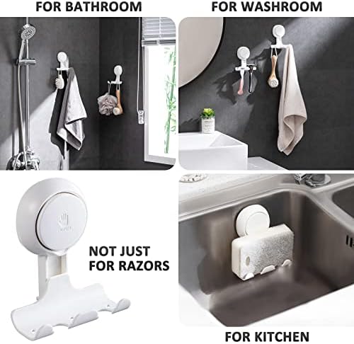 LEVERLOC Razor Holder for Shower 2 Pack, Powerful Suction Cup Hooks, White - Image 5