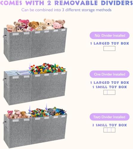 Kids Toy Box Storage Chest with Lid - Extra Large 40 x16 x14'', Grey - Image 6